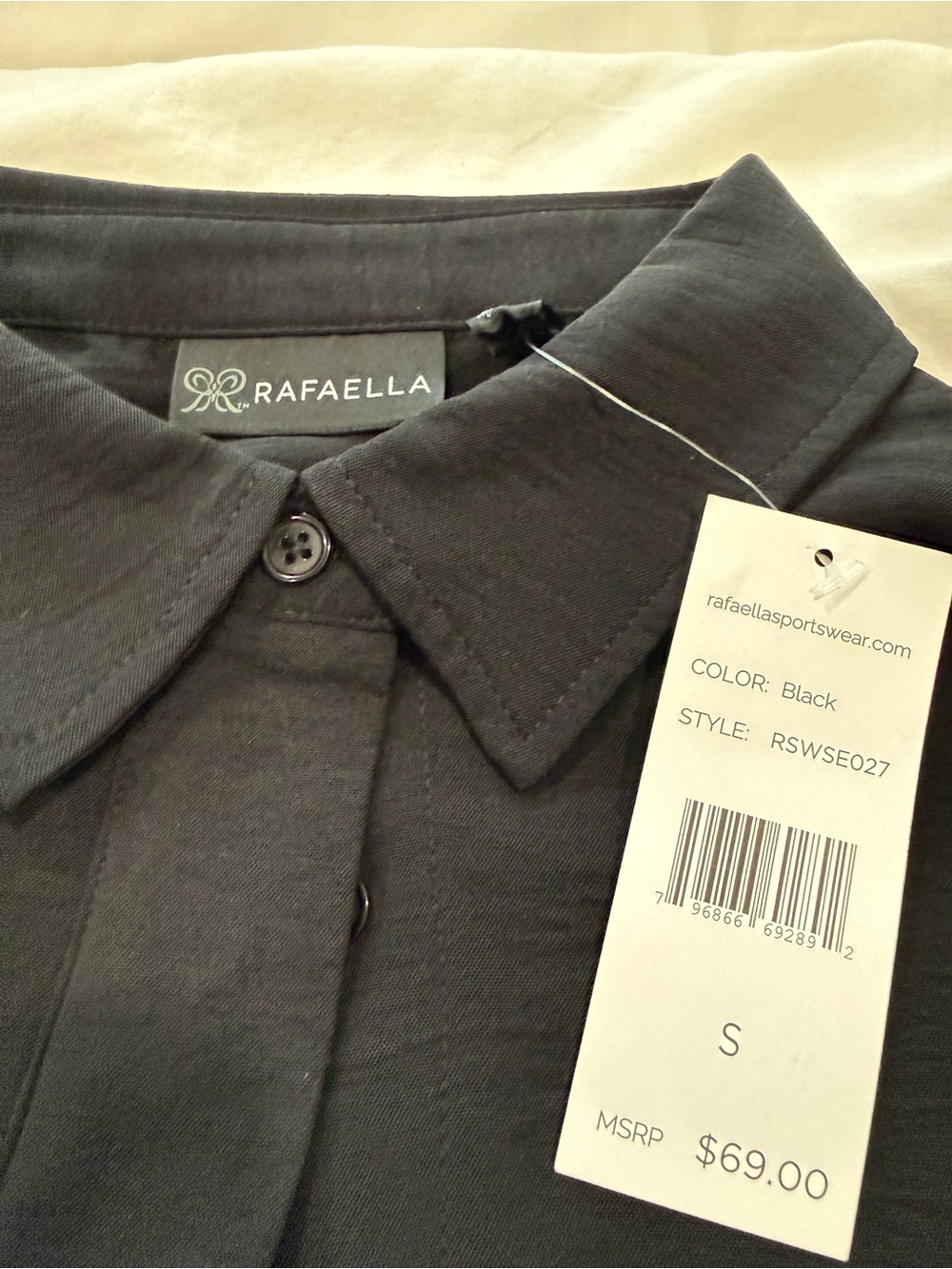 Rafaella Black Women's Shirt - Classic Collared Button-Up NWT